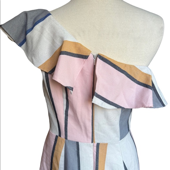 ASOS One Shoulder Ruffle Striped Dress - Picture 10 of 16